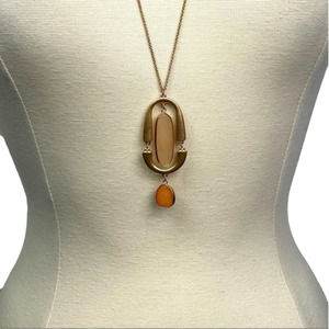 Nwt Brushed Gold Necklace with Stone Long